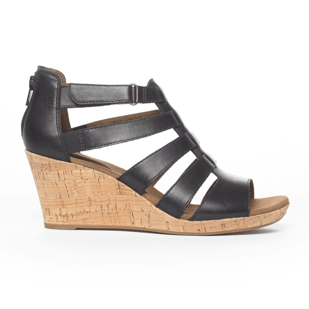 Rockport Womens Sandals Black - Briah Gladiator - UK 601-WSMAIJ